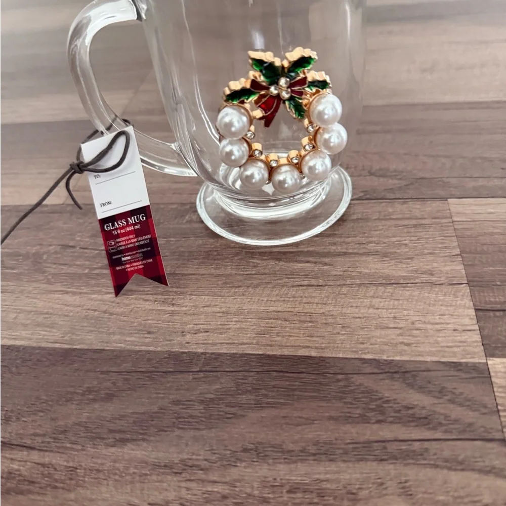 Holiday Wreath Glass Mug